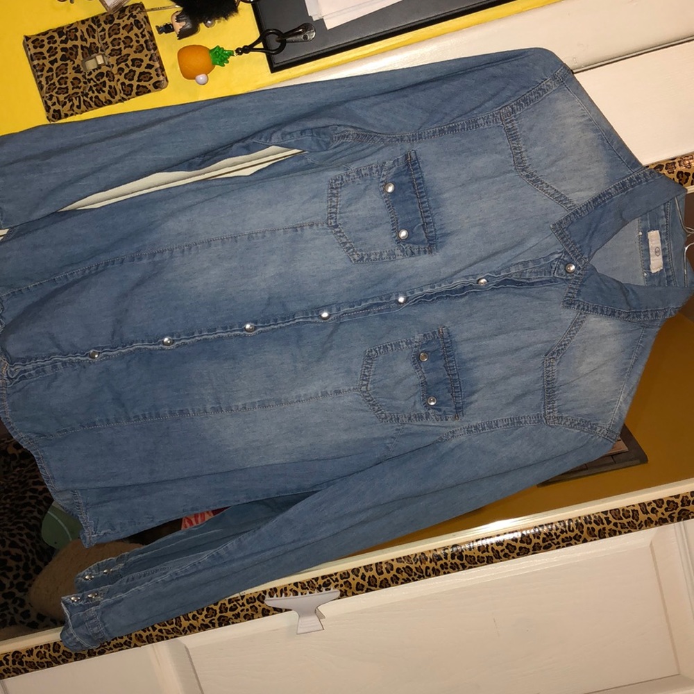 Blue denim look shirt